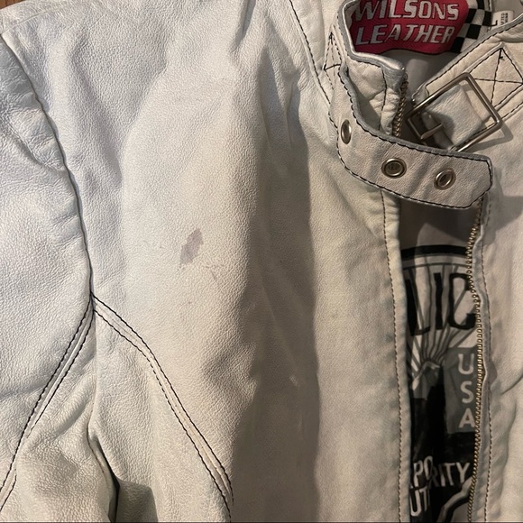 **SOLD** White leather distressed jacket by Wilson’s Leather - Picture 4 of 8
